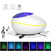 Lucky Stone Ocean Wave Projector Night Light Lamp Bluetooth Music Player Remote Control Water Wave Color Led Projector For Baby