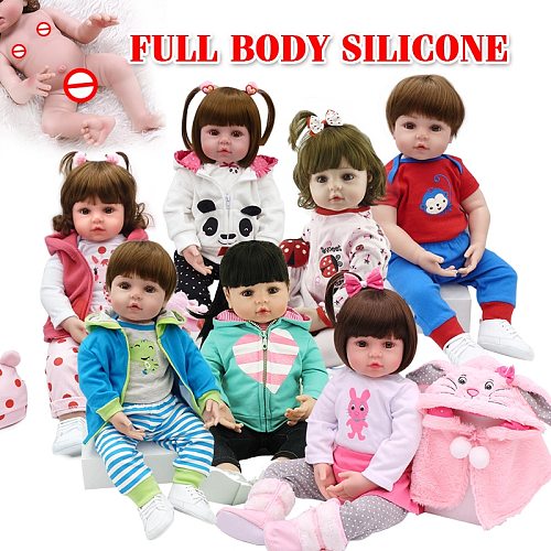 Hot selling 48cm Full body silicone reborn toddler baby dolls lifelike soft touch bebe doll water proof bath toy