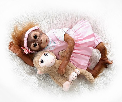 New 52CM handmade detailed paint reborn baby Monkey newborn baby doll collectible art high quality