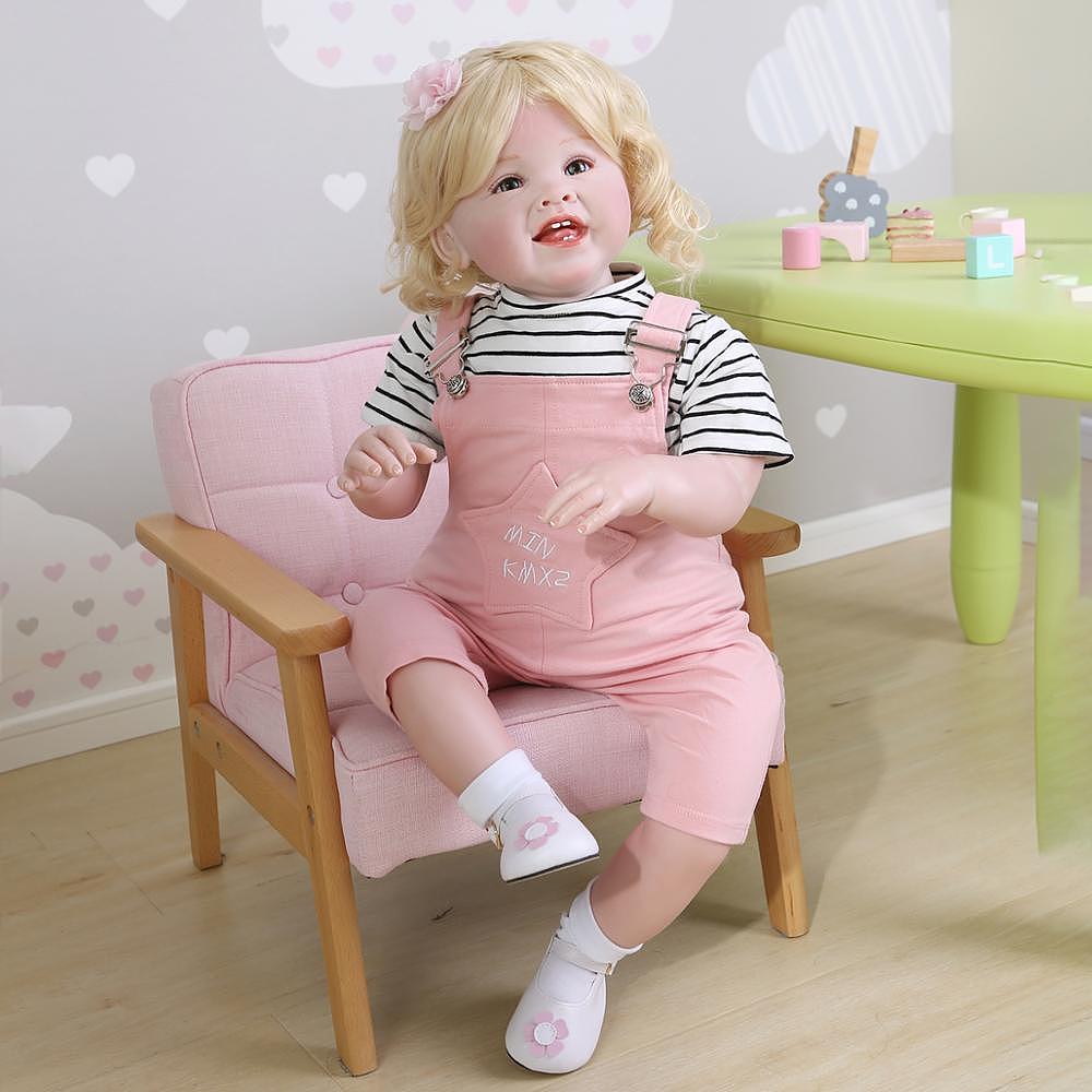 Npk 70cm Pink Breeches Original Soft Body Bebe Doll Reborn Todder Girl Huge Baby Lifelike Desgin Christmas Decoration Gift