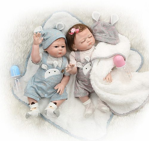 49CM full body silicone reborn baby doll twins boy and girl bebes reborn hand paint red skin rooted hair waterproof bath toy