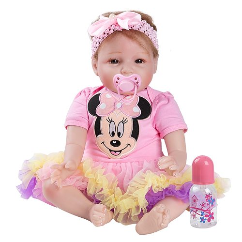 Colored Baby Doll Toy Girl 22 Inches Reborn Vinyl Girls Dolls Children High Heel Suit Soft Silicone 55 cm boneca newborn