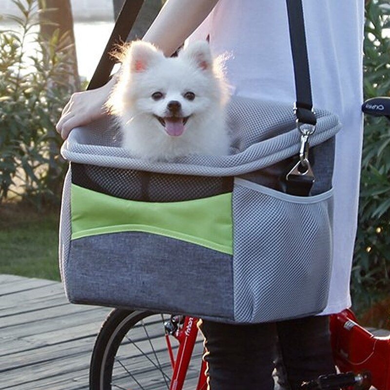 Pet Dog Carrier Bag Portable Cycling Bicycle Front Basket Pet Frame Bag Dog Seat Basket Bike