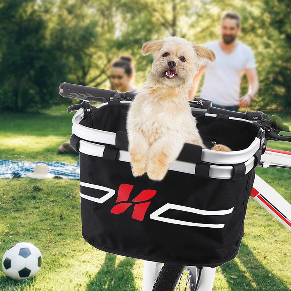 Bicycle Bag Bicycle Front Basket Collapsible Bike Handlebar Basket Pet Cat Dog Carrier Bag Shopping Commuting