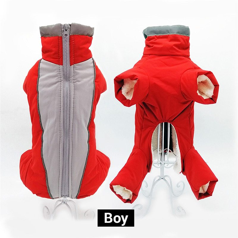 Winter Overalls for Dogs Warm Waterproof Pet Jumpsuit Trousers Male