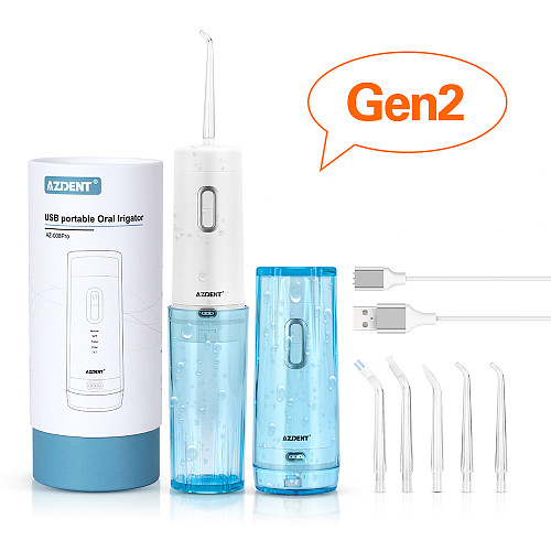 Fashion 4 Modes Portable Fold Electric Oral Irrigator USB Charging Water Dental Flosser Rechargeable 200ml + 5 Jet Tips