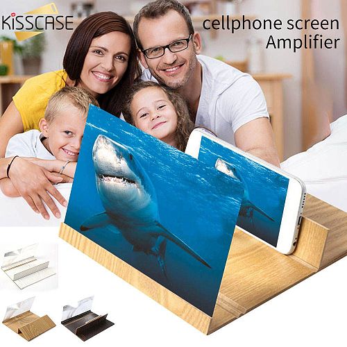 12 inch Mobile Phone Screen Magnifier Wood 3D Enlarged Screen Mobile Phone Amplifier HD Video Projector Holder Stand Desktop