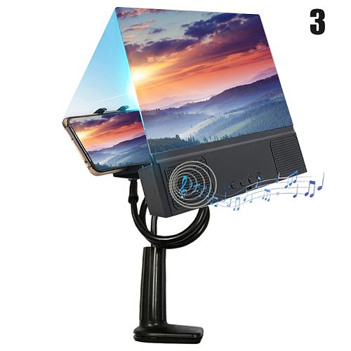High Definition Projection Phone Holder Screen Magnify Bracket with Bluetooth Speaker 3D HD Phone Screen Magnifier Amplifier