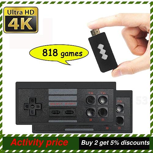 818 4K Games USB Wireless Console Classic Game Stick Video Game Console  8 Bit Mini Retro Controller HDMI Output Dual Player HD