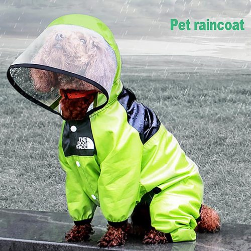 Pet Dog Raincoat Waterproof Detachable Rain Jacket Dogs Water Resistant Clothes Dogs Fashion Patterns Coat For Rainy Day