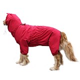 Dog Raincoat Hooded Waterproof Jumpsuit For Large Dogs Outdoor Pet Poncho Puppy Coveralls Red WLYANG