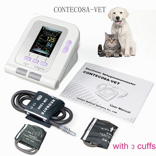 Vet Veterinary OLED digital Blood Pressure & Heart Beat Monitor NIBP CONTEC08A-VET +3 cuffs