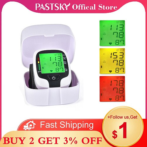Wrist Blood Pressure Monitor Tonometer Backlight USB Chargeable 3 Colors medical equipment Sphygmomanometer Heart Rate meter
