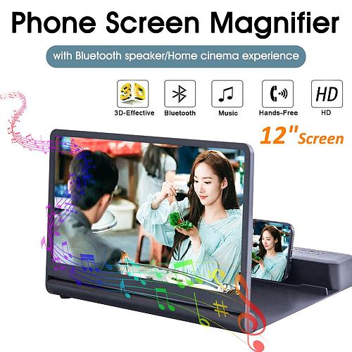 12''Screen Cell Phone Screen Magnifier Wireless Plug-in Bluetooth Speaker  3D Screen Phone Amplifier Compate for All Smart Phone