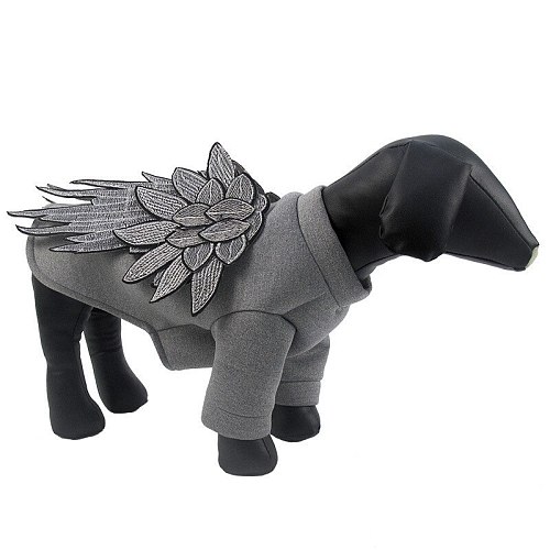 Fashion Style Autumn/Winter Pet Dog Clothes Spandax Personality Boutique Wings Pet Morph for Small and Medium Dog(gray,black)