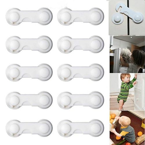 5Pcs Cabinet Locks Straps Drawer Cabinet Cupboard Baby Safety Locks Kids Plastic  Infant  Protection lock box  baby protection