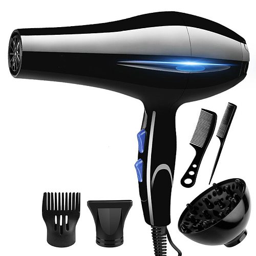 220V Blow Dryer Household High-power 2000W Hair Dryer Electric Hair Dryer Household Salon Hairdressing Blow Canister EU Plug