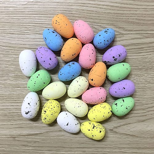30Pcs Painted Foam Bird Pigeon Eggs Happy Easter Colorful Egg Decoration Home Festival Ornament Kids Gift Favor 3x2cm