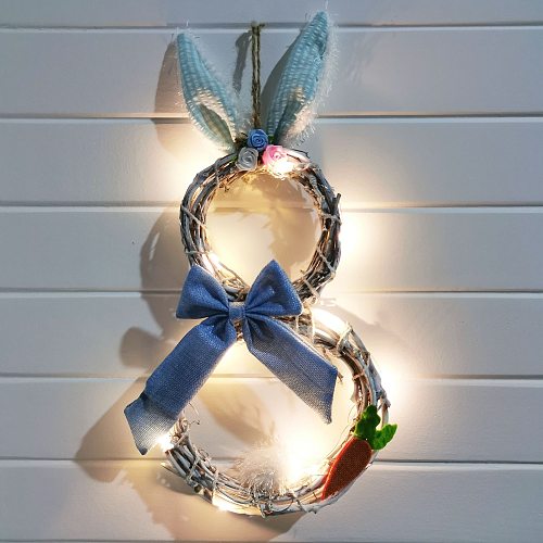 Easter Decorations With Lights Decorating Rattan Circle Wreath Ornaments Garland Wreath Pendant Holiday Home Decorations