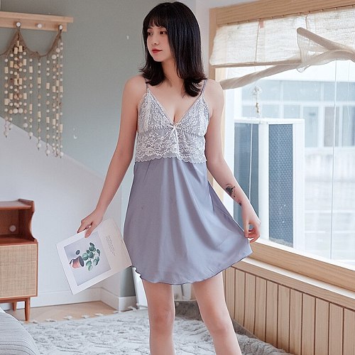Sexy Backless Nightgown Sleepshirt Womens Satin Lace Nighty Nightdress Casual Summer Spaghetti Strap Dress Gown Home Clothes