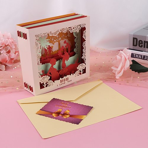 3D Carved Box Creative Mothers Day Greeting Card Handmade Postcard Gift Cards Hot
