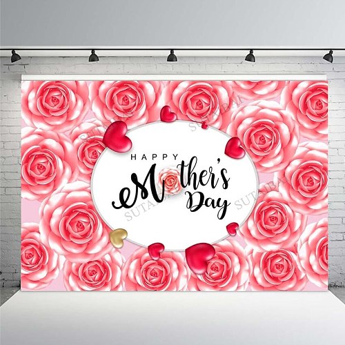 Happy Mother's Day Backdrops Photography Flowers Decorations Background Photographic Studio Mother Mom Party Poster Banner Vinyl