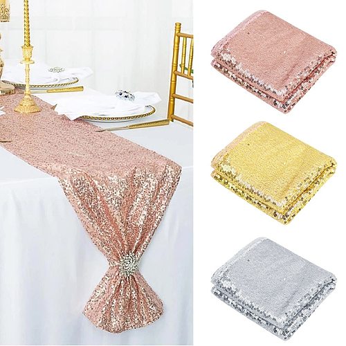 1Pc Sequin Rose Gold Table Runners For Wedding Decoration Sequin Birthday Wedding Party Home Tea Table Runner Table Cover