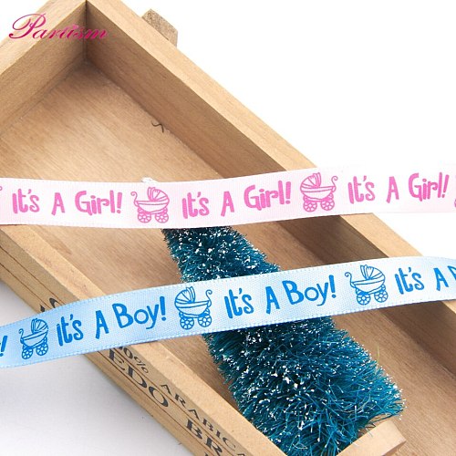 10Yards It's A Boy/Girl Satin Ribbon Packing Tape For DIY Crafts Gift Packing Belt Bow & Sewing Accessories Baby Shower Decor