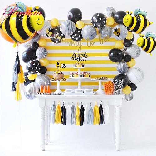 1Set Lovely Honeybee Series Cake Topper Baby Shower Mommy To Bee Paper Banner Bee Balloons Kids Gift Birthday Party Decoration