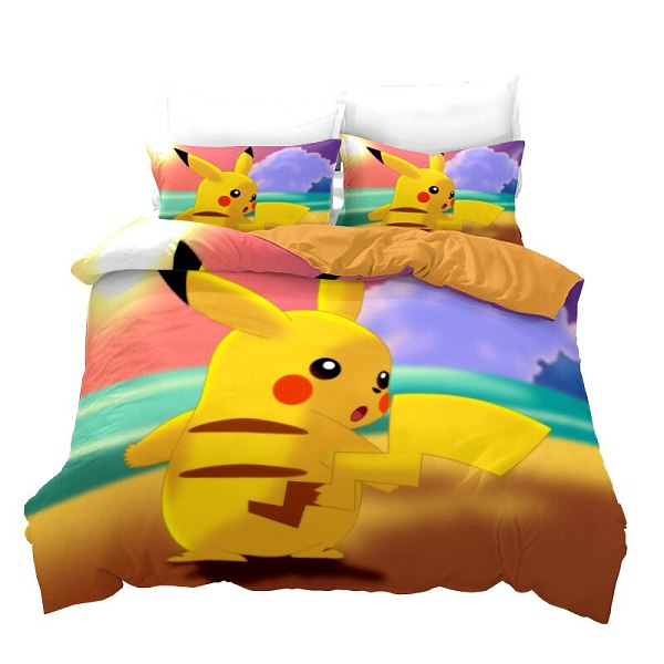 Pokemon Quilt Cover Pikachu duvet cover sheet 2/3 piece set Cartoon 3D