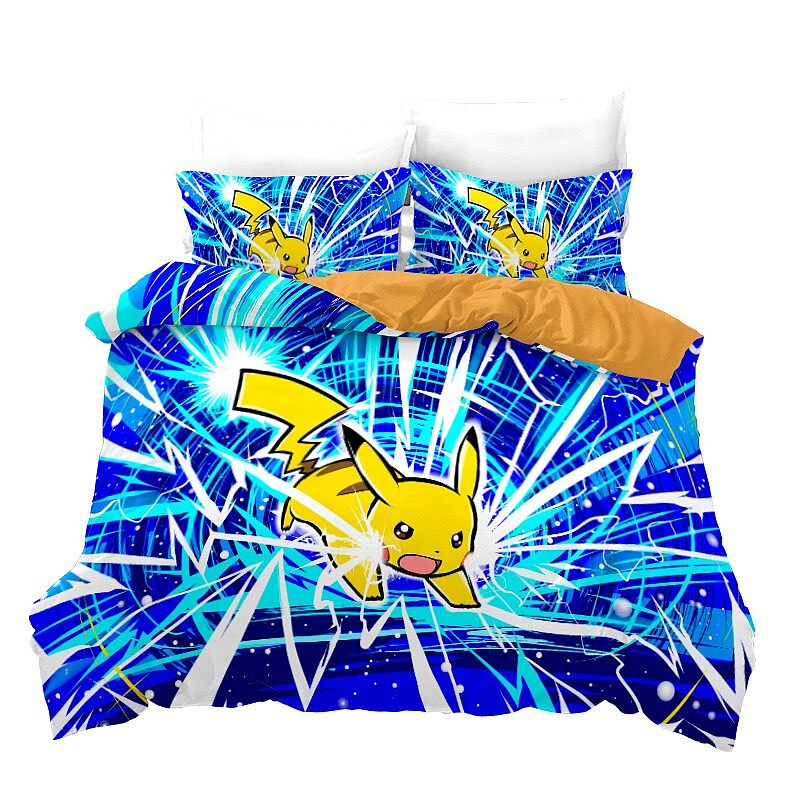 Pokemon Quilt Cover Pikachu duvet cover sheet 2/3 piece set Cartoon 3D