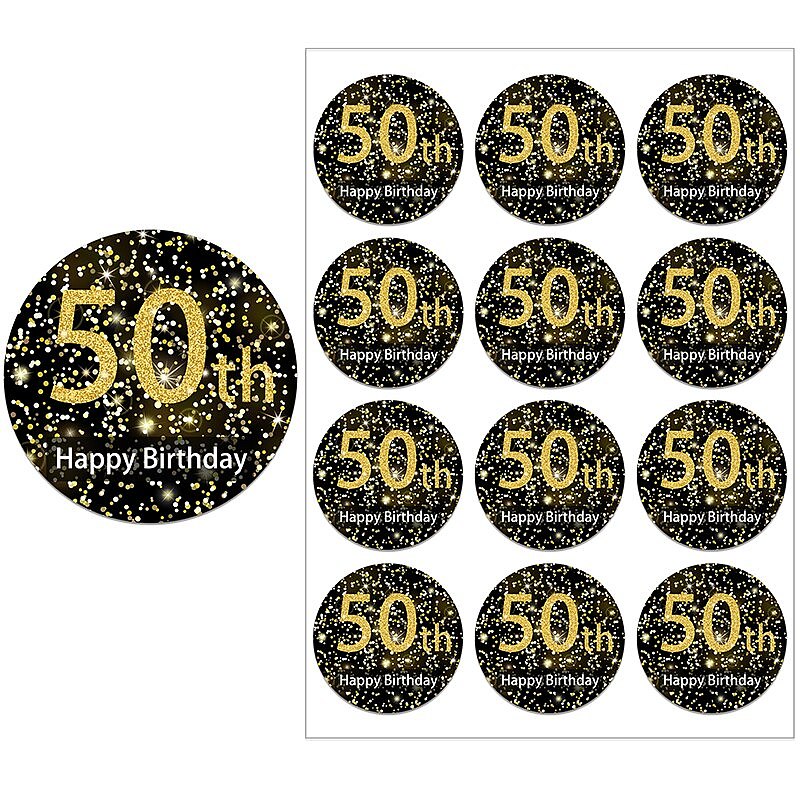 50th Happy Birthday Stickers Party Decorations 50days Kids Adult 50