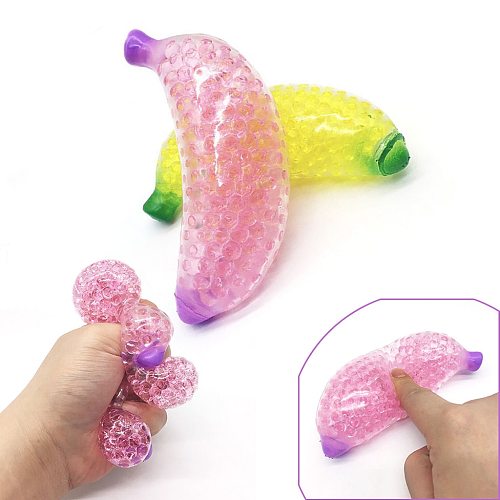 Spongy Banana Bead Stress Ball Toy Squeezable Soft Fruit Shape Sensory Adult Decompression Child Fidgeting Rebound Squeeze Toys (Wholesale Support)