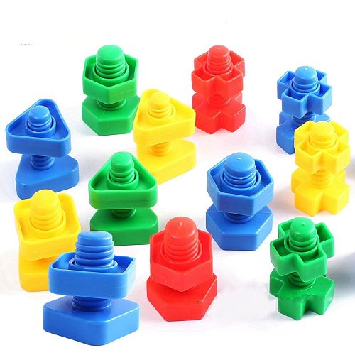Bolts Toys Montessori Plastic Bolts Matching Children’s Educational Toys Desktop Building Blocks Toys Nut Shape Cognitive Toys