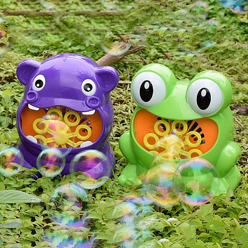 New Bubble Gun Cute Frog Automatic Bubble Machine Soap Water Bubble Blower Music Outdoor Toys for Kids juguetes brinquedos Toy