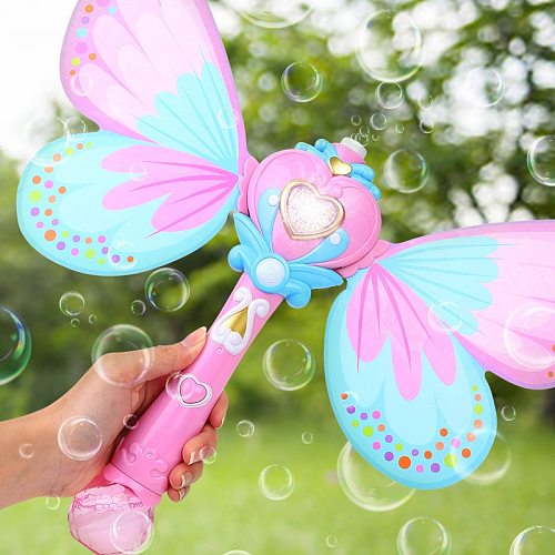 Automatic Bubble Machine Wing Wand Automatic Soap Bubble Blowing Gun Blower Machine Light Music Funny Outdoor Girls Toys For Kid