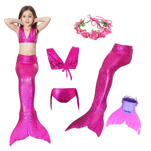 Swimmable Children Mermaid Tails With Monofin Fin Bikinis Set Girls Kids Swimsuit Mermaid Tail Cosplay Costume for Girl Swimming