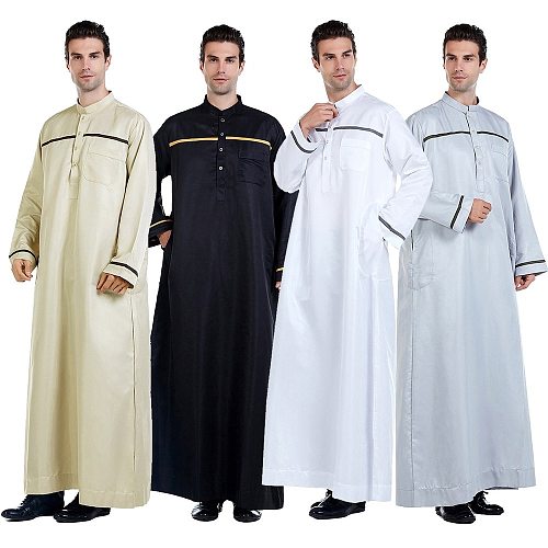 2021 NEW Caftan Marocain Muslim Dress Men Abaya Saudi Arabia Islamic Clothing Kleding Mannen Qamis Homme Robe Musulmane Longue