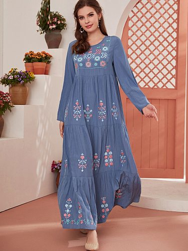 Ramadan Robe Longue Abaya Dubai Turkey Islam Muslim Fashion Blue Dress Long Dresses Abayas For Women Vestidos Caftan Marocain