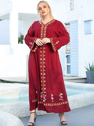 Ramadan Mubarak Red Dresses Abayas For Women Abaya Dubai Turkey Muslim Fashion Dress Islam Clothing Robe Musulman Vetement Femme