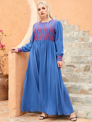 Ramadan Eid Mubarak Turkish Maxi Dresses For Women Blue Abaya Dubai Islam Muslim Fashion Long Dress Caftan Robe Longue Kaftan