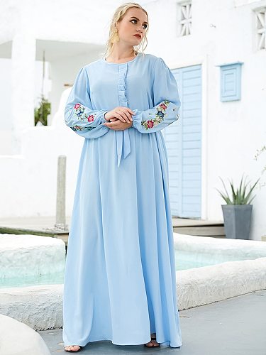 Ramadan Aid MoubarakRobe Longue Abaya Dubai Turkey Islam Indian Arabic Muslim Blue Dress Long Dresses For Women Kaftan Moroccan
