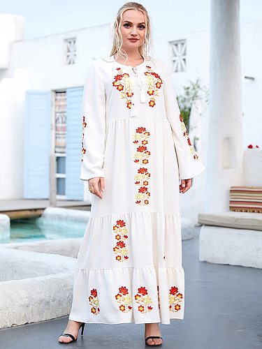 Ramadan Eid Mubarak Maxi Dresses For Women White Abaya Dubai Turkey Islam Muslim Fashion Long Dress Caftan Robe Longue Femme