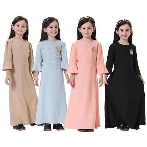 Cute Muslim Children Abaya Kids Long Dresses Girl Maxi Dress Robe Gowns Kimono Jubah Ramadan Middle East Arab Islamic Clothing