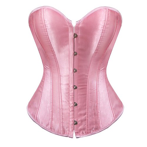 Womens Corset Bustier Satin Sexy Plus Size Gothic Lace Up Boned Gorset Top Shapewear Classic Clubwear Party Club Night Corselet