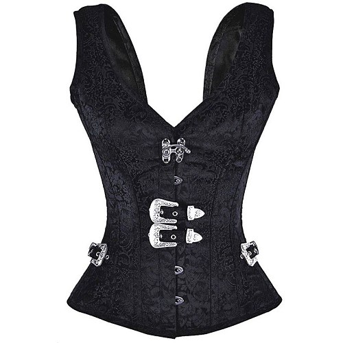 Corset Steampunk Gothic Corsets And Bustiers Modeladora Black Vest 12 Steel Boned Bustier Corselet Modeling Strap