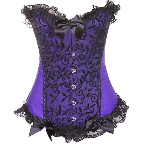 Sexy Satin Lace overlay Corset Bustier Bodyshaper Lingerie Showgirl Cosplay Costume Plus Size S-6XL clothing