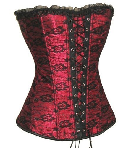 New Sexy Satin Boned Lace Up Corset Bustier+G-String Colors Underbust Corste Overbust Corset