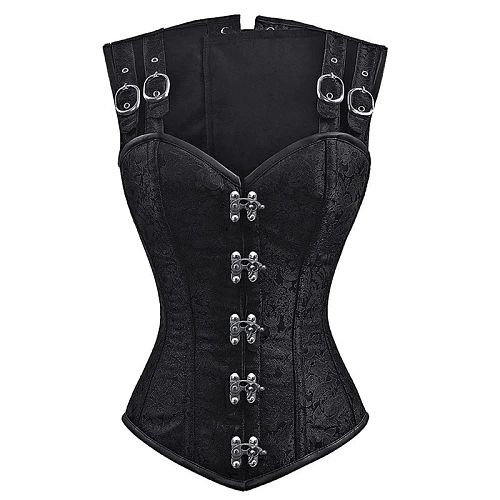 Steampunk Corset and Bustier Black Brocade Sexy Cupless Vest Corset Gothic Waist Corsets Steel Boned Cosplay Clothing