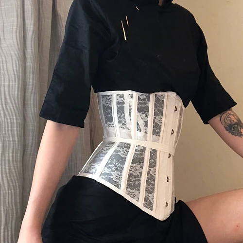 Sexy Corset Underbust Women Gothic Corset Top Curve Shaper Modeling Strap Slimming Waist Belt Lace Corsets Bustiers Black White